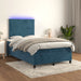 Pat box spring cu saltea/LED albastru închis 120x190cm catifea - WALTI WALTI