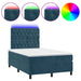 Pat box spring cu saltea/LED albastru închis 120x190cm catifea - WALTI WALTI