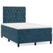Pat box spring cu saltea/LED albastru închis 120x190cm catifea - WALTI WALTI