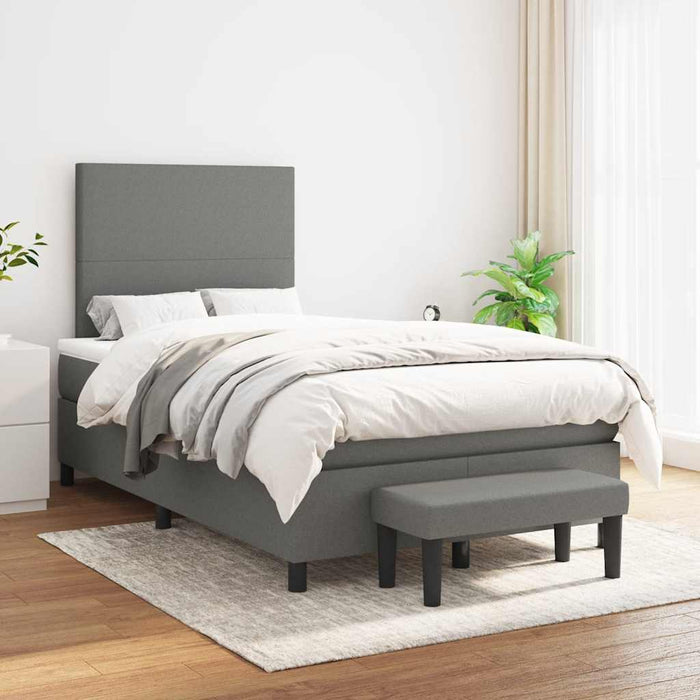 Pat box spring cu saltea, gri închis, 120x190 cm, textil - WALTI WALTI