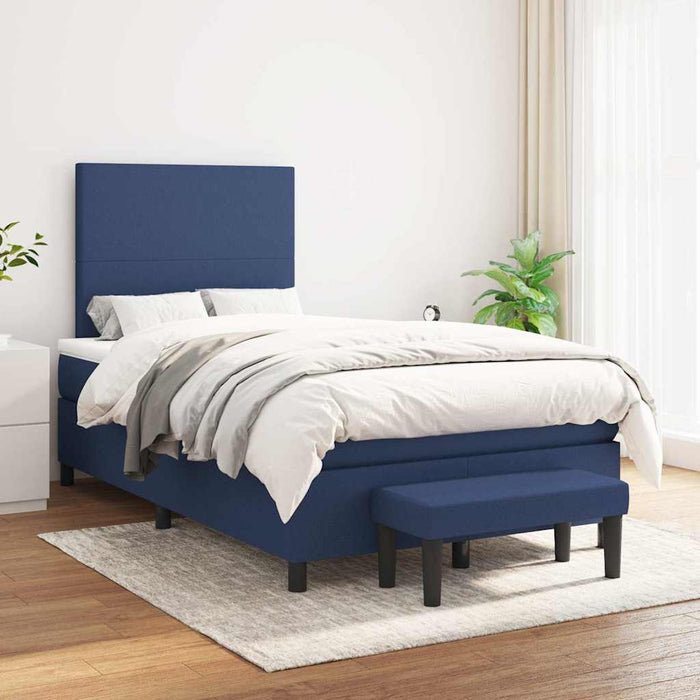 Pat box spring cu saltea, albastru, 120x190 cm, material textil - WALTI WALTI