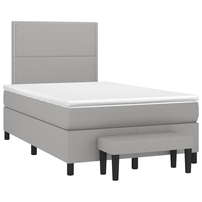 Pat box spring cu saltea, gri deschis, 120x190 cm, textil - WALTI WALTI