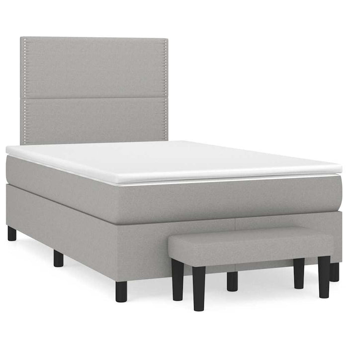 Pat box spring cu saltea, gri deschis, 120x190 cm, textil - WALTI WALTI