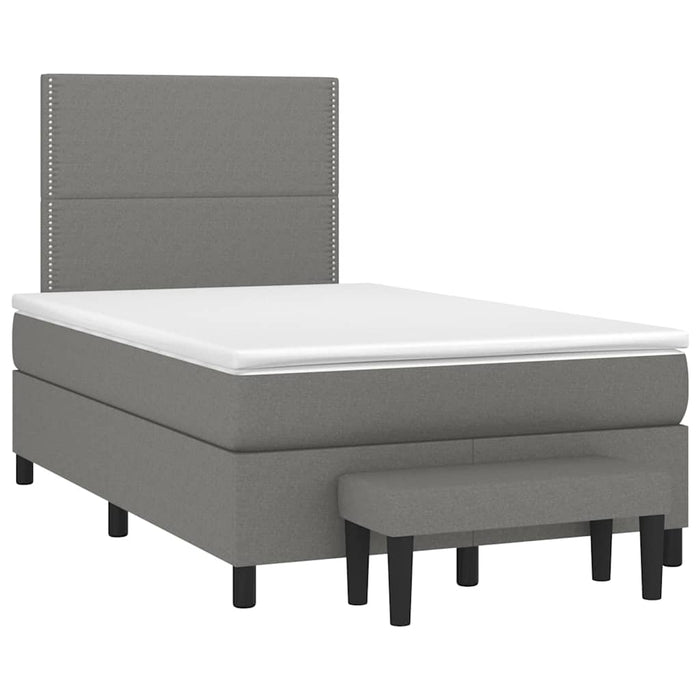 Pat box spring cu saltea, gri închis, 120x190 cm, textil WALTI