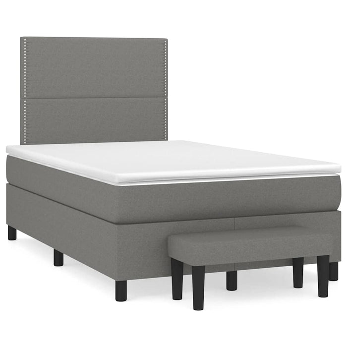 Pat box spring cu saltea, gri închis, 120x190 cm, textil WALTI