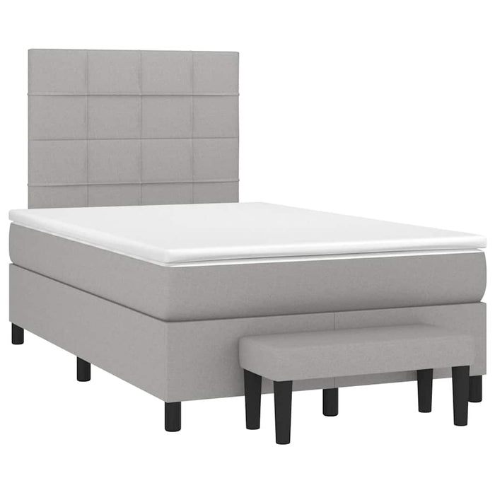 Pat box spring cu saltea, gri deschis, 120x190 cm, textil - WALTI WALTI