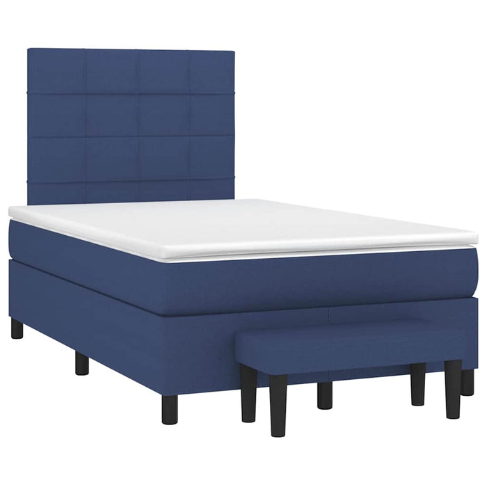 Pat box spring cu saltea, albastru, 120x190 cm, material textil - WALTI WALTI