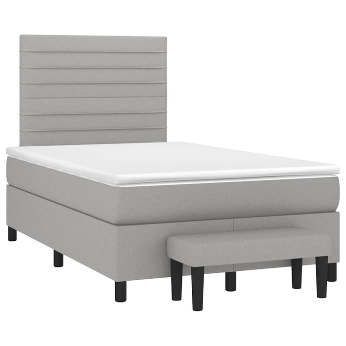 Pat box spring cu saltea, gri deschis, 120x190 cm, textil - WALTI WALTI