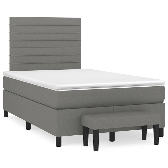 Pat box spring cu saltea, gri închis, 120x190 cm, textil - WALTI WALTI