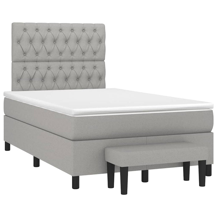 Pat box spring cu saltea, gri deschis, 120x190 cm, textil - WALTI WALTI
