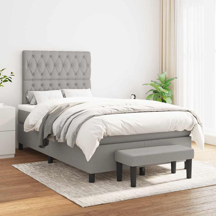 Pat box spring cu saltea, gri deschis, 120x190 cm, textil - WALTI WALTI