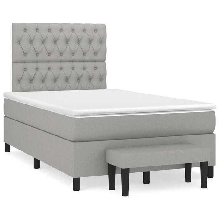 Pat box spring cu saltea, gri deschis, 120x190 cm, textil - WALTI WALTI