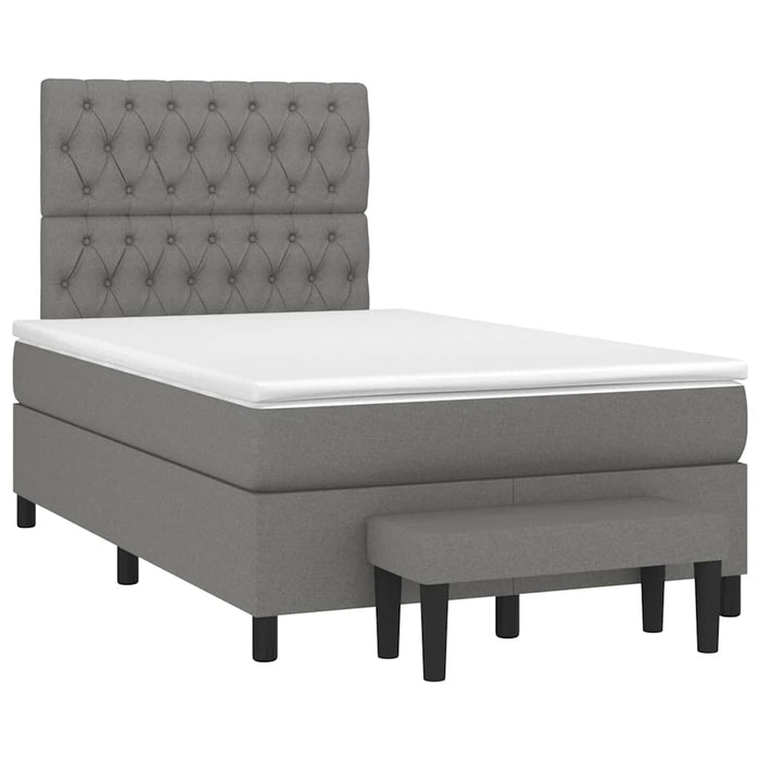 Pat box spring cu saltea, gri închis, 120x190 cm, textil - WALTI WALTI