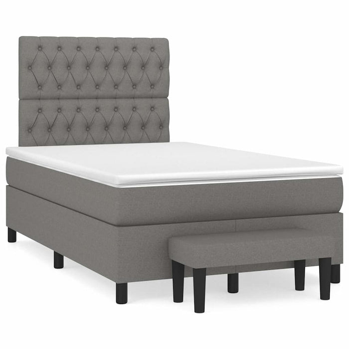 Pat box spring cu saltea, gri închis, 120x190 cm, textil - WALTI WALTI