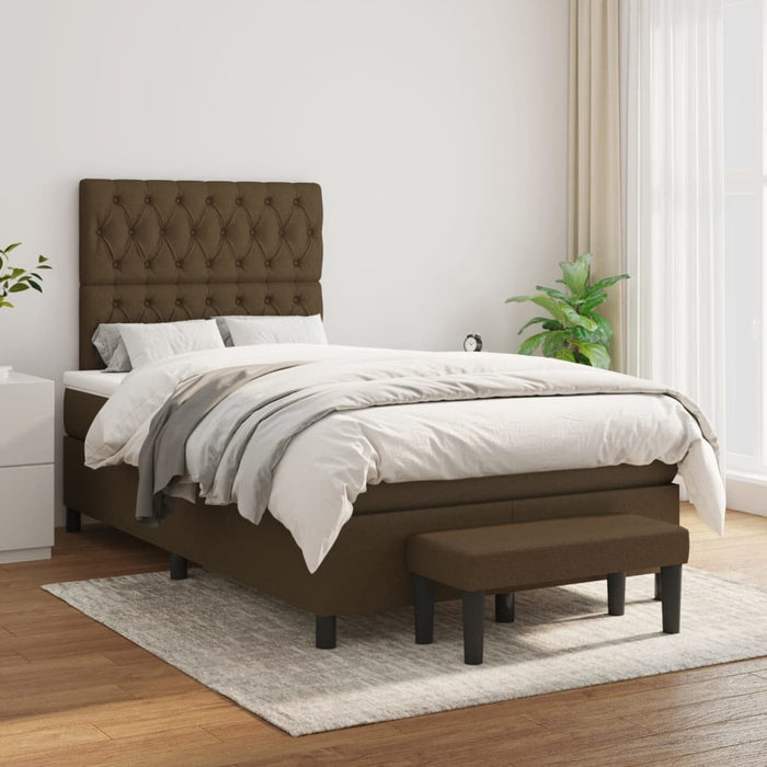 Pat box spring cu saltea, maro închis, 120x190 cm, textil WALTI