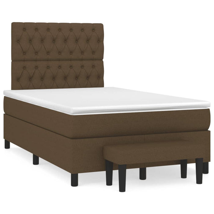 Pat box spring cu saltea, maro închis, 120x190 cm, textil WALTI