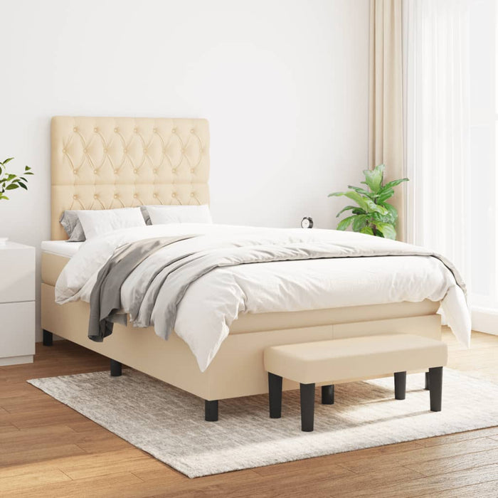 Pat continental cu saltea, crem, 120x190 cm, textil WALTI