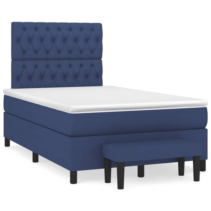 Pat box spring cu saltea, albastru, 120x190 cm, material textil - WALTI WALTI