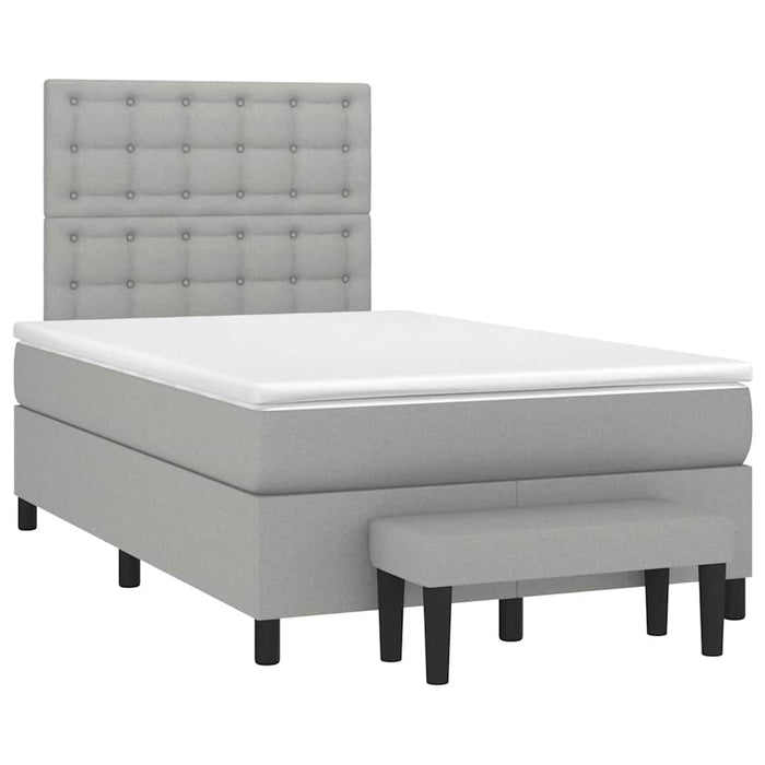 Pat box spring cu saltea, gri deschis, 120x190 cm, textil - WALTI WALTI