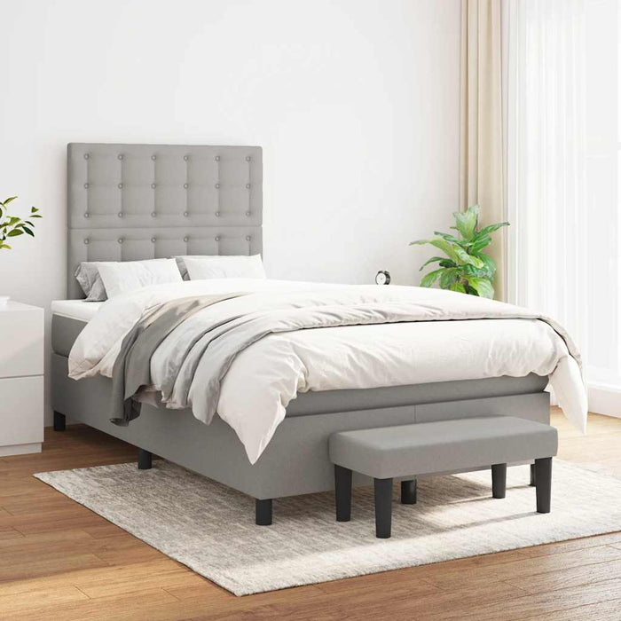 Pat box spring cu saltea, gri deschis, 120x190 cm, textil - WALTI WALTI