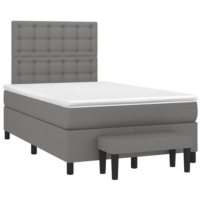 Pat box spring cu saltea, gri închis, 120x190 cm, textil - WALTI WALTI