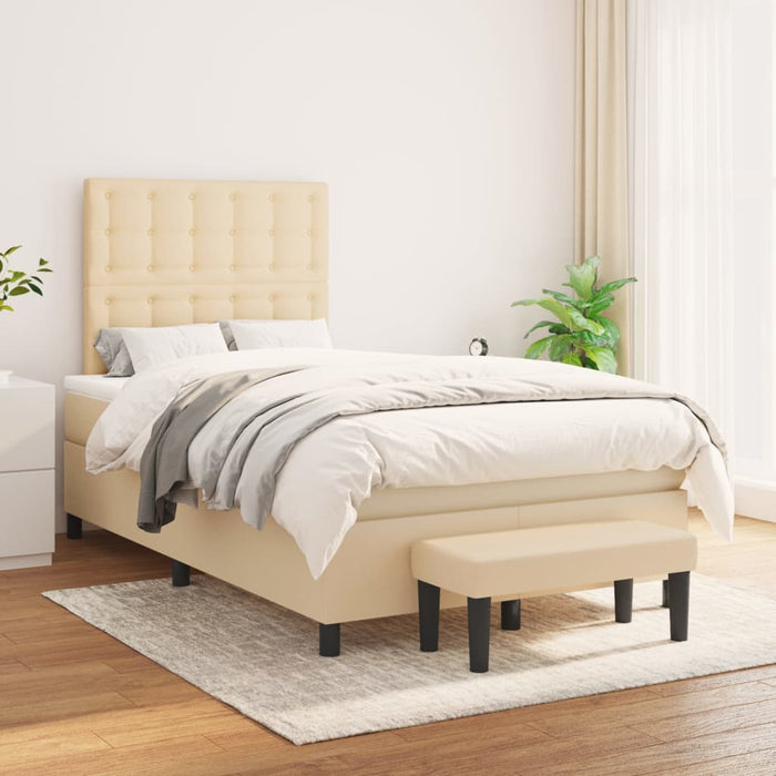 Pat continental cu saltea, crem, 120x190 cm, textil WALTI