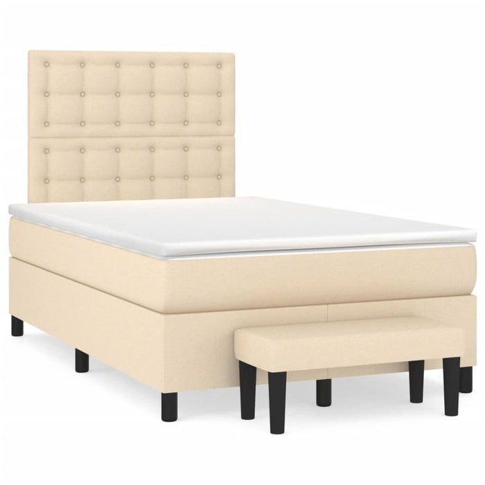Pat continental cu saltea, crem, 120x190 cm, textil WALTI
