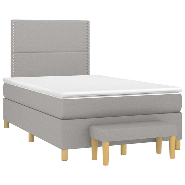 Pat box spring cu saltea, gri deschis, 120x190 cm, textil - WALTI WALTI