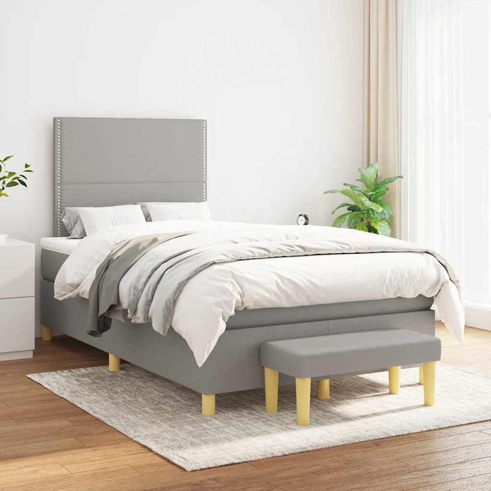 Pat box spring cu saltea, gri deschis, 120x190 cm, textil - WALTI WALTI