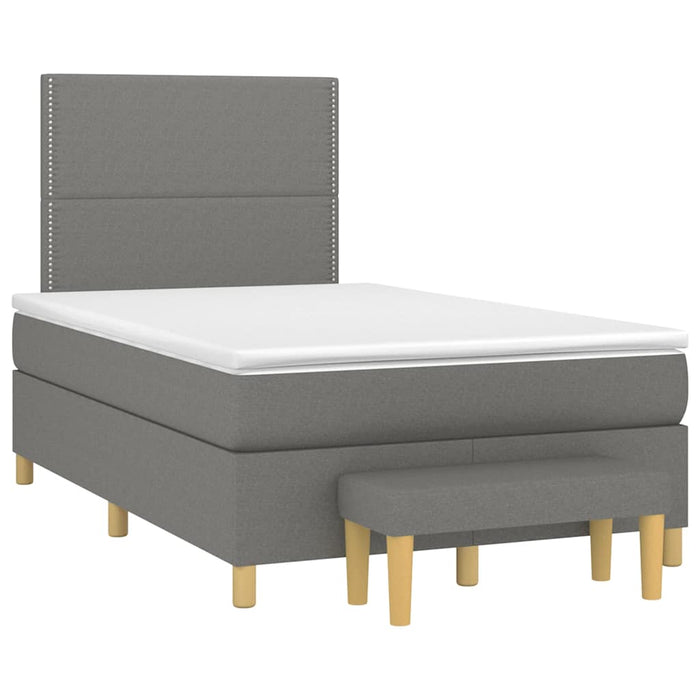 Pat box spring cu saltea, gri închis, 120x190 cm, textil - WALTI WALTI