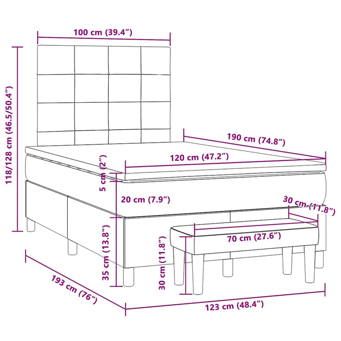 Pat box spring cu saltea, gri închis, 120x190 cm, textil - WALTI WALTI