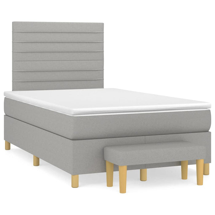 Pat box spring cu saltea, gri deschis, 120x190 cm, textil - WALTI WALTI