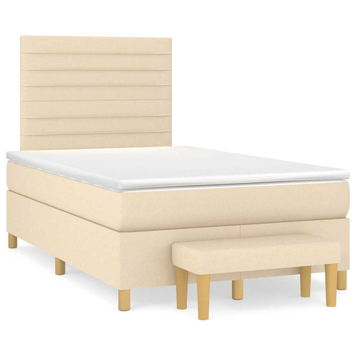 Pat continental cu saltea, crem, 120x190 cm, textil WALTI