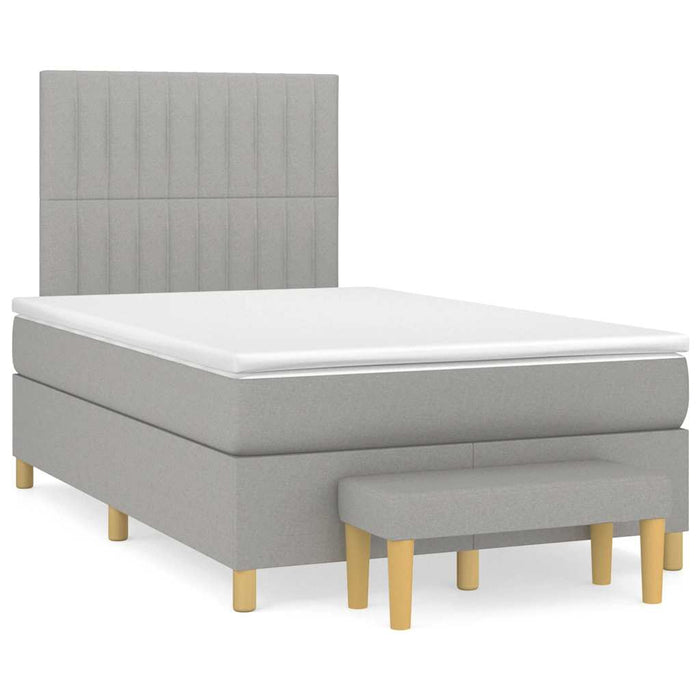 Pat box spring cu saltea, gri deschis, 120x190 cm, textil - WALTI WALTI
