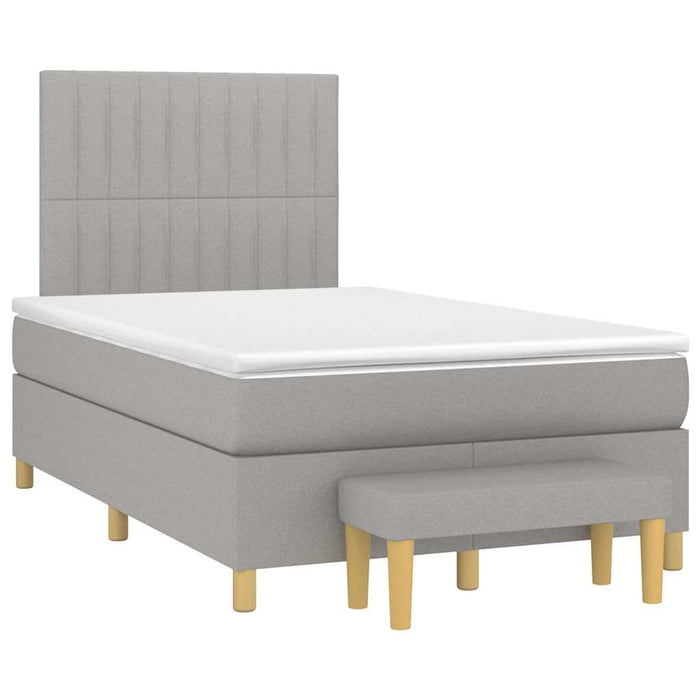 Pat box spring cu saltea, gri deschis, 120x190 cm, textil - WALTI WALTI