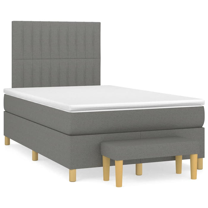 Pat box spring cu saltea, gri închis, 120x190 cm, textil WALTI