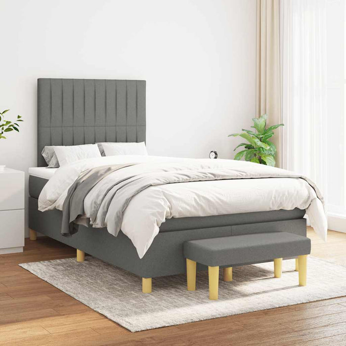 Pat box spring cu saltea, gri închis, 120x190 cm, textil WALTI