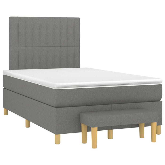 Pat box spring cu saltea, gri închis, 120x190 cm, textil WALTI