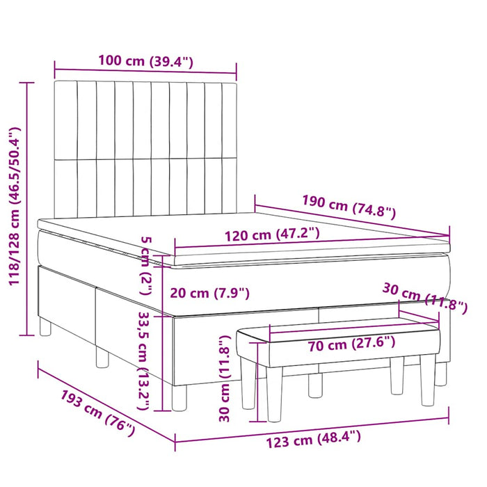 Pat box spring cu saltea, negru, 120x190 cm, catifea - WALTI WALTI
