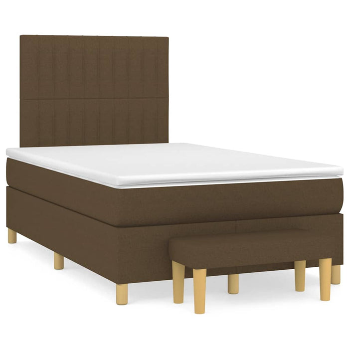 Pat box spring cu saltea, maro închis, 120x190 cm, textil WALTI