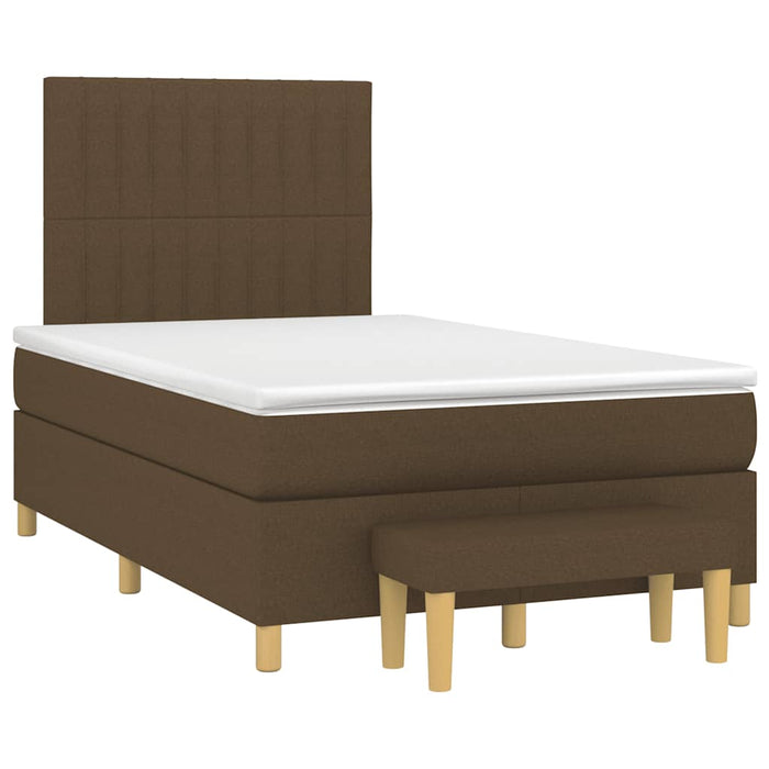 Pat box spring cu saltea, maro închis, 120x190 cm, textil WALTI