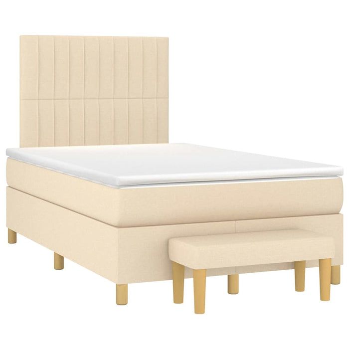 Pat continental cu saltea, crem, 120x190 cm, textil - WALTI WALTI