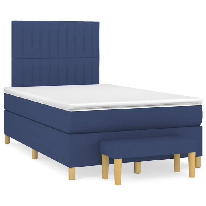 Pat box spring cu saltea, albastru, 120x190 cm, material textil - WALTI WALTI