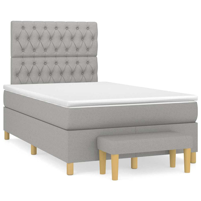 Pat box spring cu saltea, gri deschis, 120x190 cm, textil - WALTI WALTI
