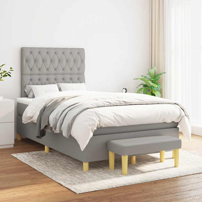 Pat box spring cu saltea, gri deschis, 120x190 cm, textil - WALTI WALTI