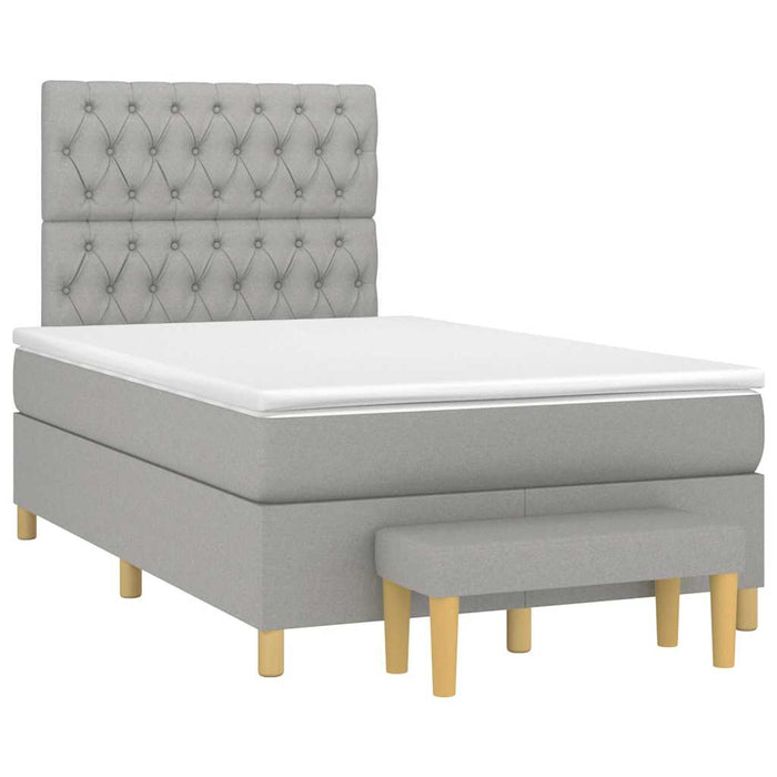 Pat box spring cu saltea, gri deschis, 120x190 cm, textil - WALTI WALTI