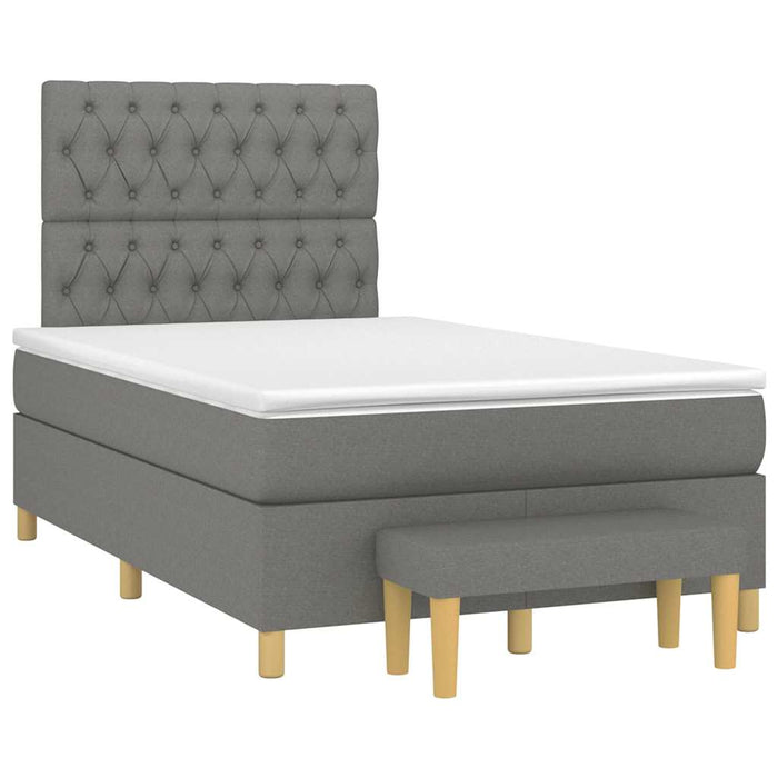Pat box spring cu saltea, gri închis, 120x190 cm, textil - WALTI WALTI