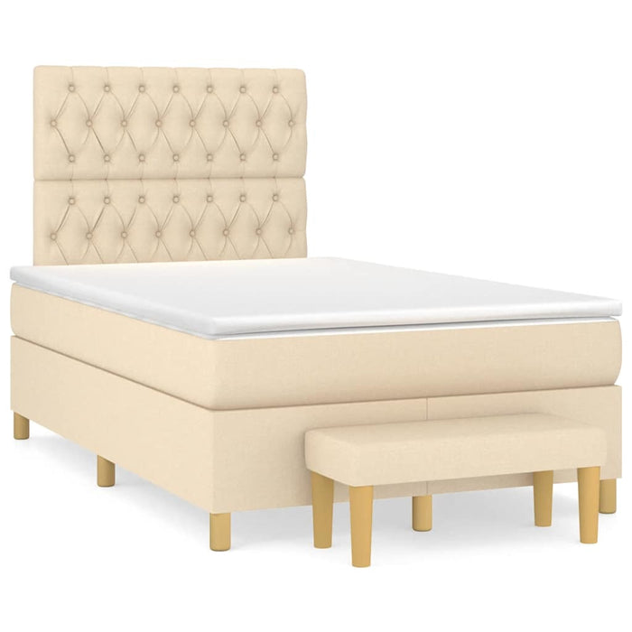 Pat continental cu saltea, crem, 120x190 cm, textil - WALTI WALTI