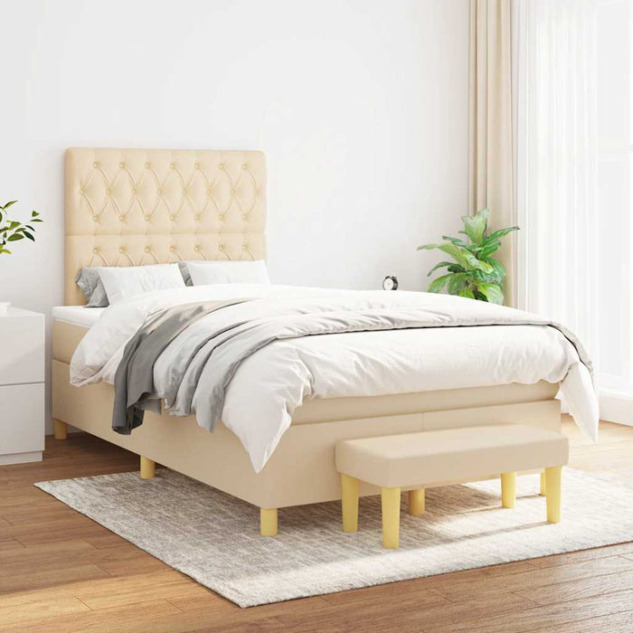 Pat continental cu saltea, crem, 120x190 cm, textil - WALTI WALTI