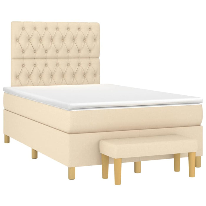 Pat continental cu saltea, crem, 120x190 cm, textil - WALTI WALTI